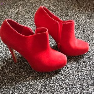 Bright red Steve Madden ankle booties